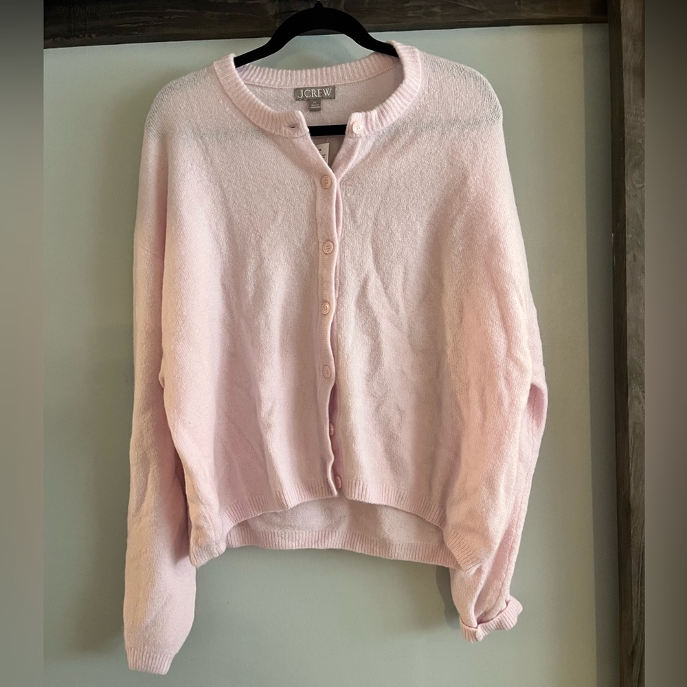 J. Crew Light Pink Button-Front Cardigan Sweater
